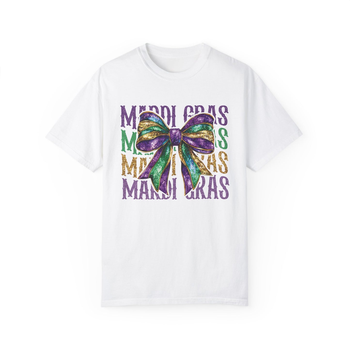 Comfort Colors Mardi Gras Coquette Bow Tshirt Womenswear