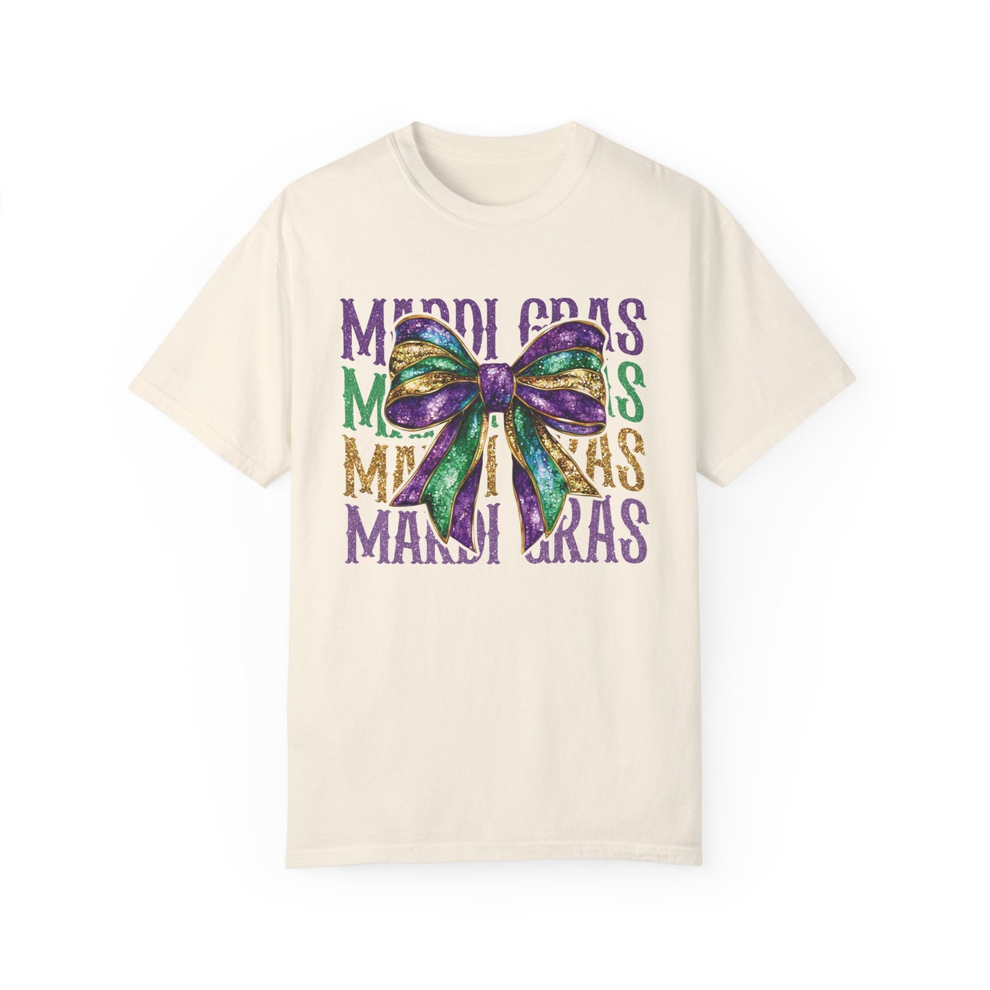 Comfort Colors Mardi Gras Coquette Bow Tshirt Womenswear