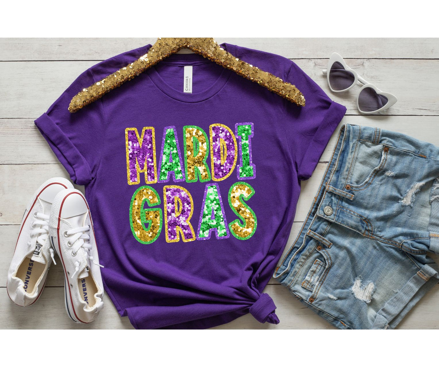 Glitter Sequin Mardi Gras Jersey Tshirt