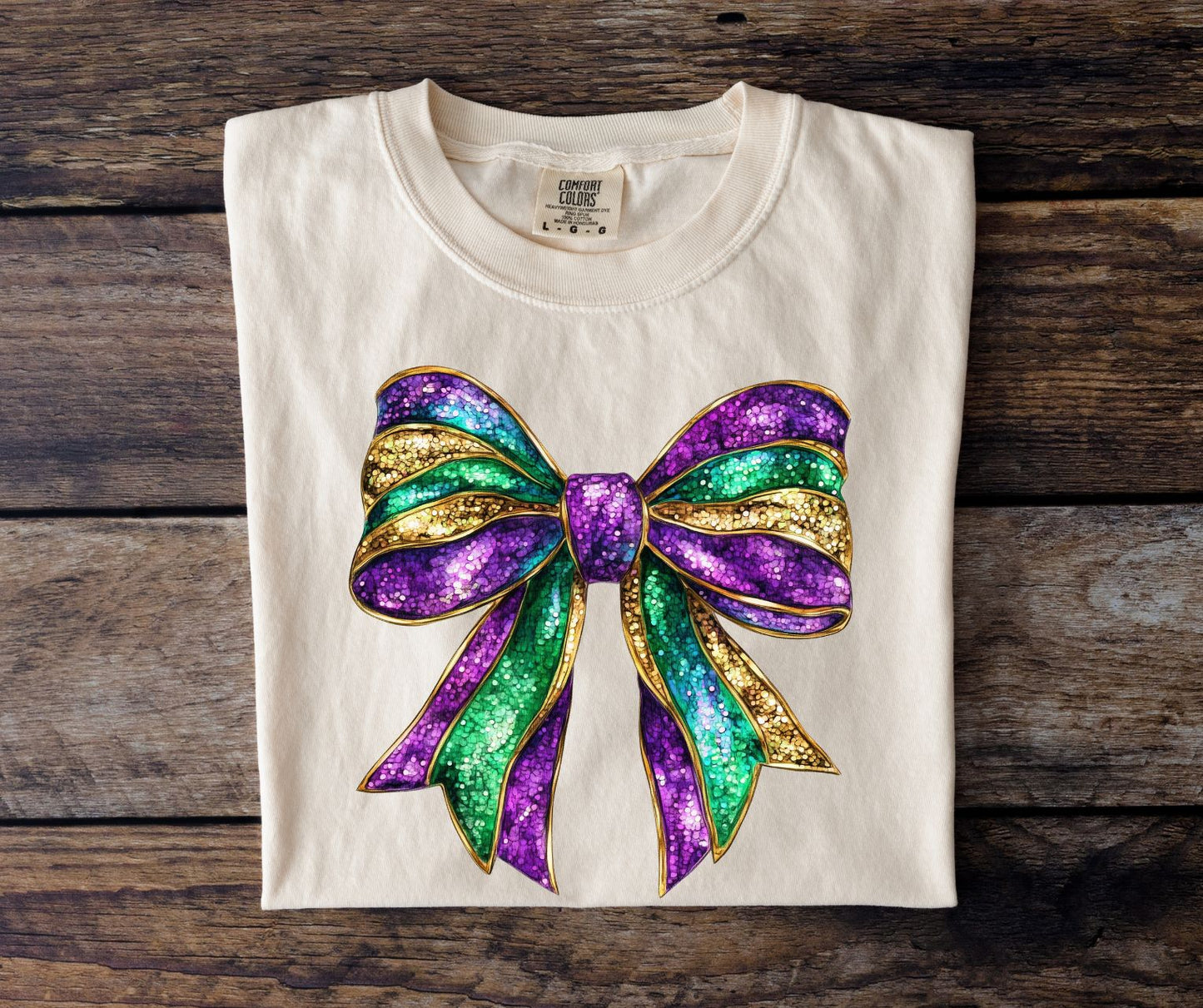 Mardi Gras Coquette Bow Comfort Colors Tshirt Womenswear