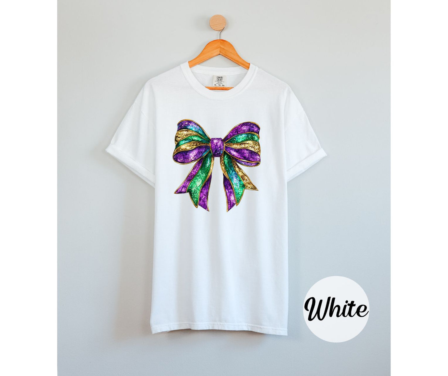 Mardi Gras Coquette Bow Comfort Colors Tshirt Womenswear