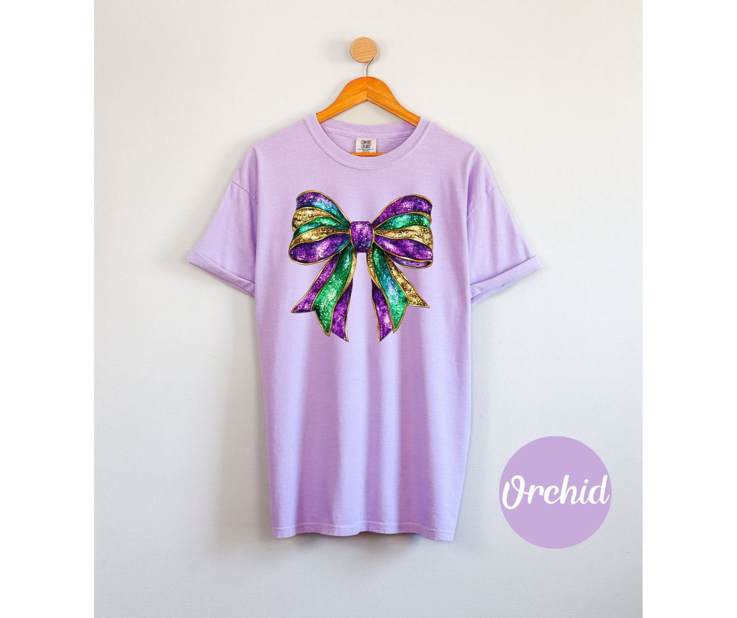 Mardi Gras Coquette Bow Comfort Colors Tshirt Womenswear