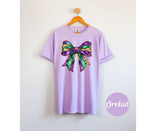 Mardi Gras Coquette Bow Comfort Colors Tshirt Womenswear