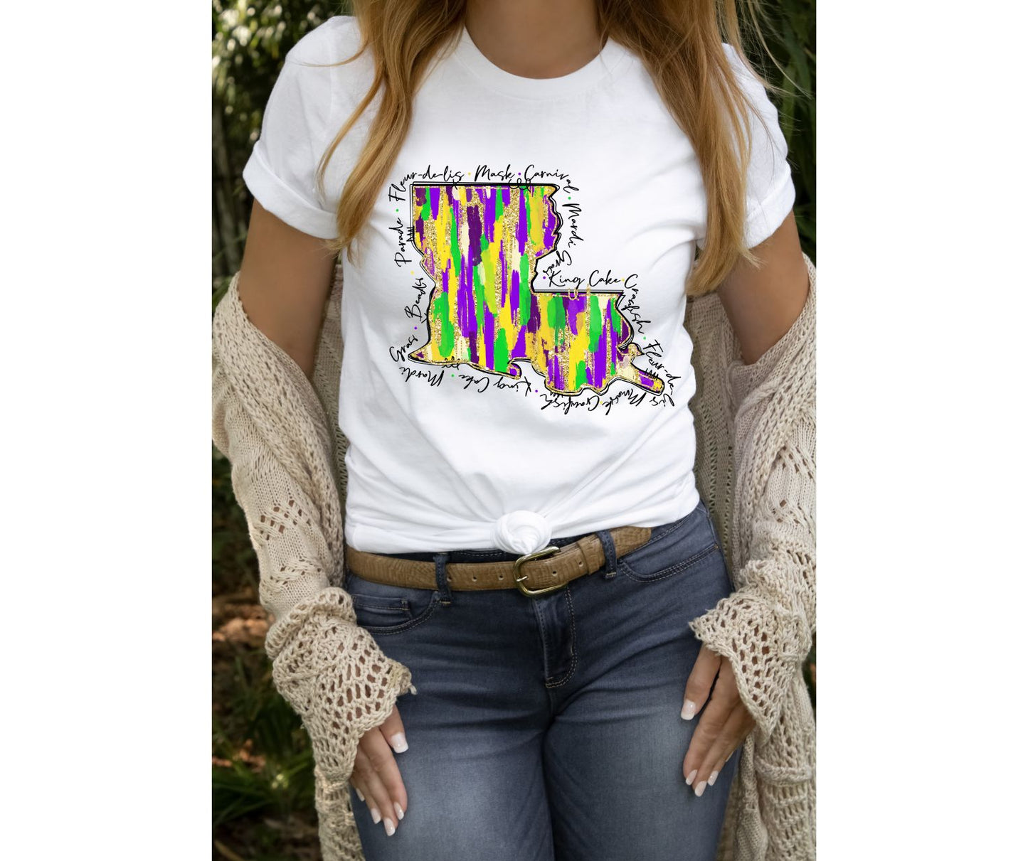 Woman's Louisiana Mardi Gras Jersey Short Sleeve Tee