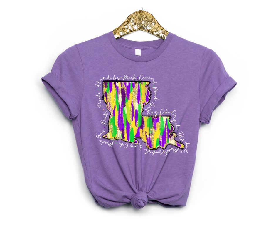 Woman's Louisiana Mardi Gras Jersey Short Sleeve Tee