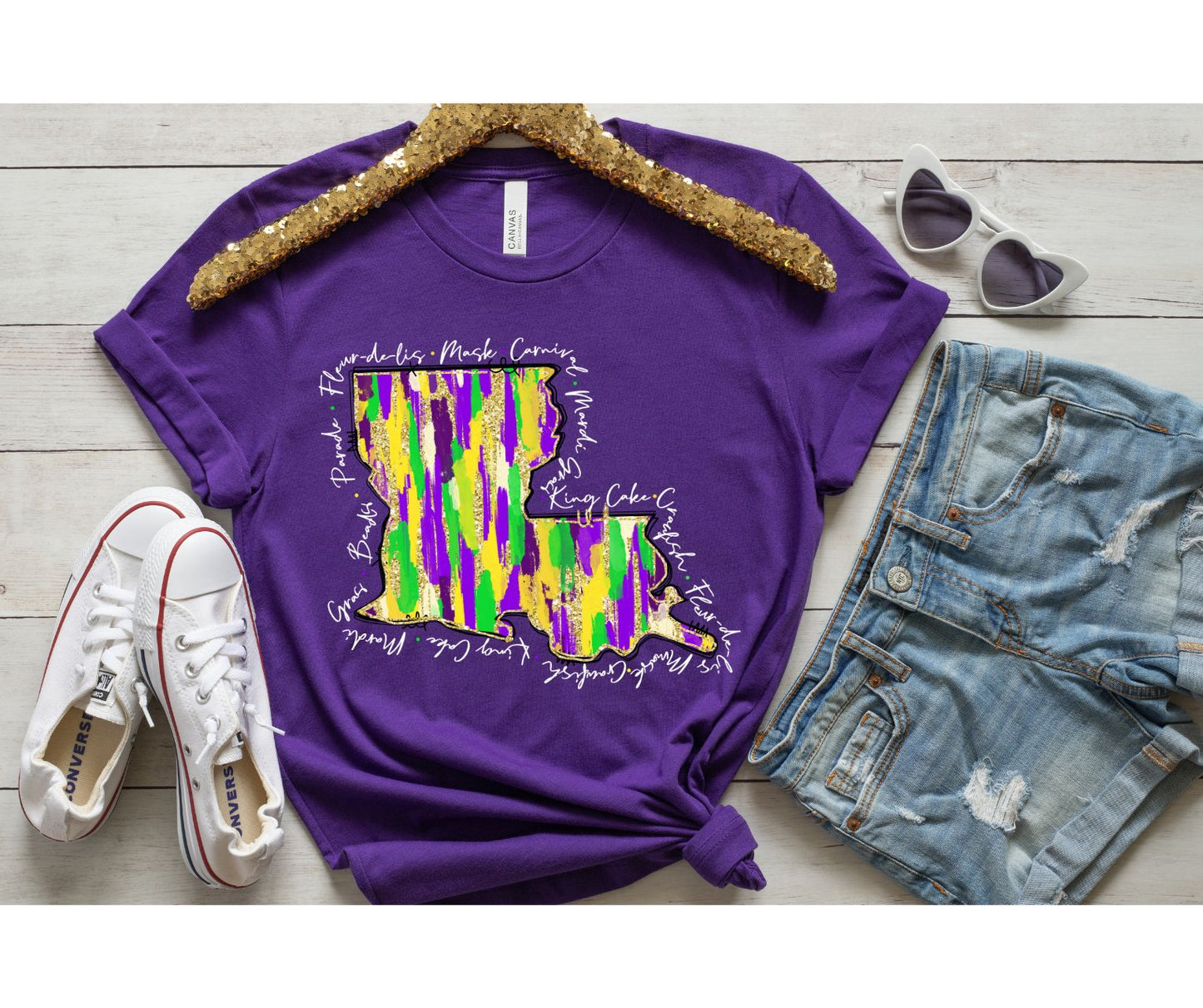 Woman's Louisiana Mardi Gras Jersey Short Sleeve Tee