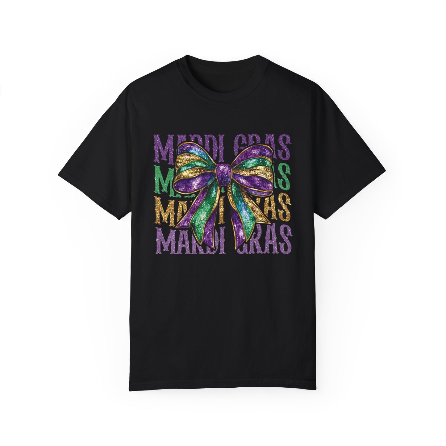 Comfort Colors Mardi Gras Coquette Bow Tshirt Womenswear